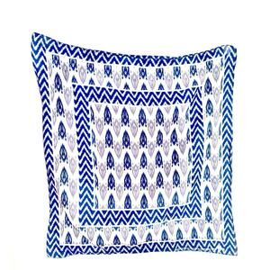 Vintage 100% cotton bandanna in dramatic boho style blue white geometric print